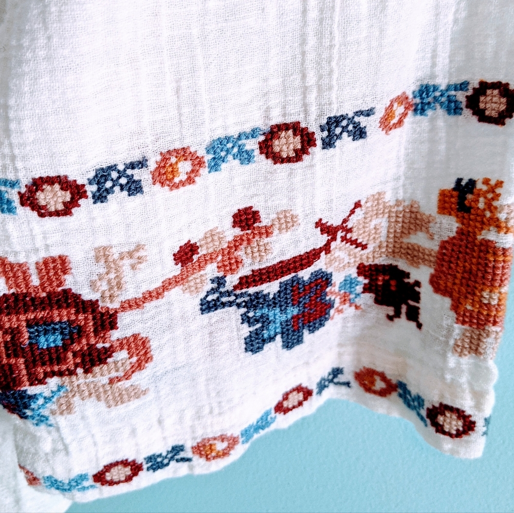 Love Sam Vintage Embroidery Peasant Top Medium - Picture 3 of 10